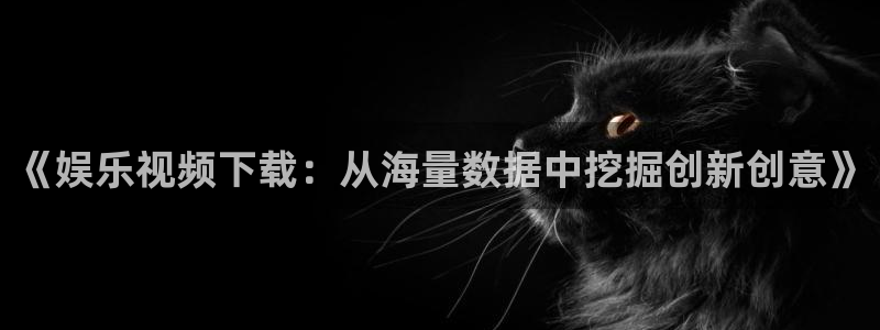 富联娱乐：《娱乐视频下载：从海量数据中挖掘创新创意》